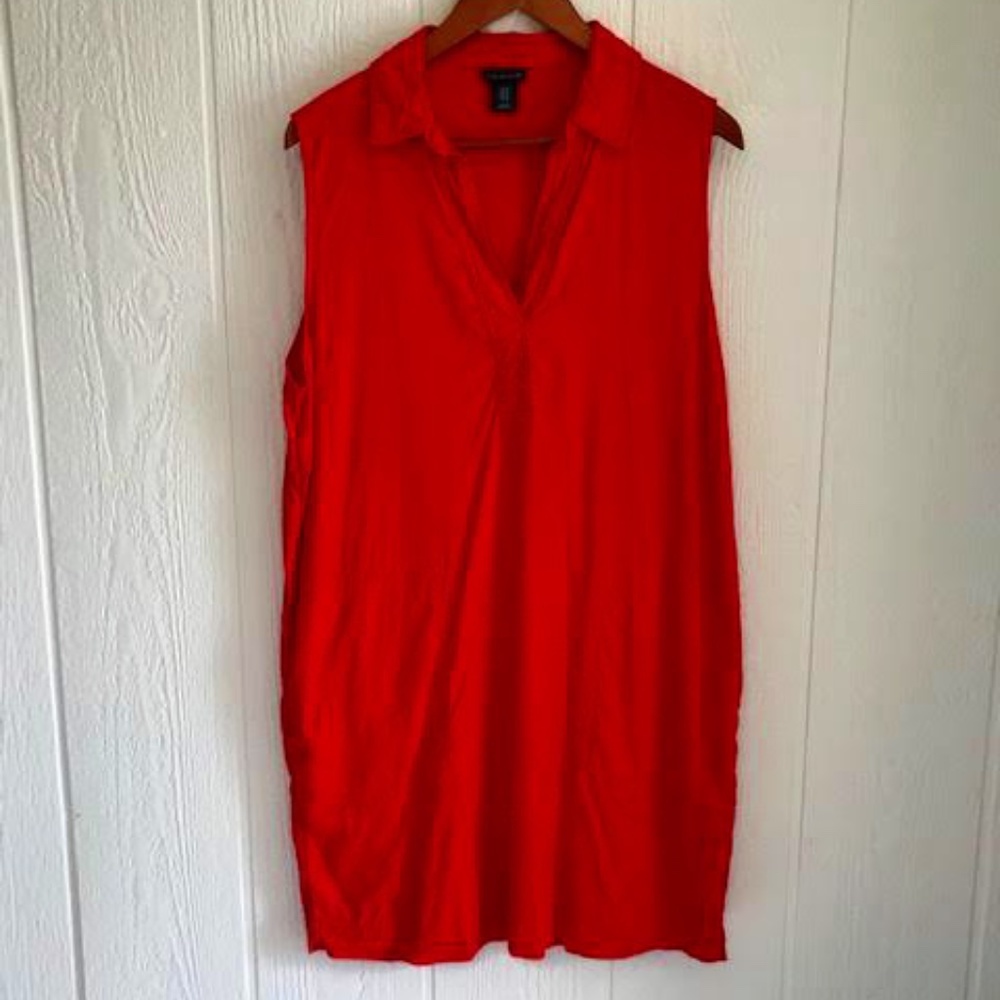 TAHARI LINEN CASUAL RED DRESS SZ. 14